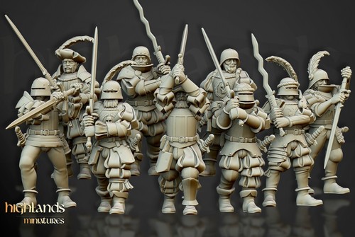 Landsknechts Medieval Knight Fighter Miniature x9| D&D DnD | - 第 1/1 張圖片