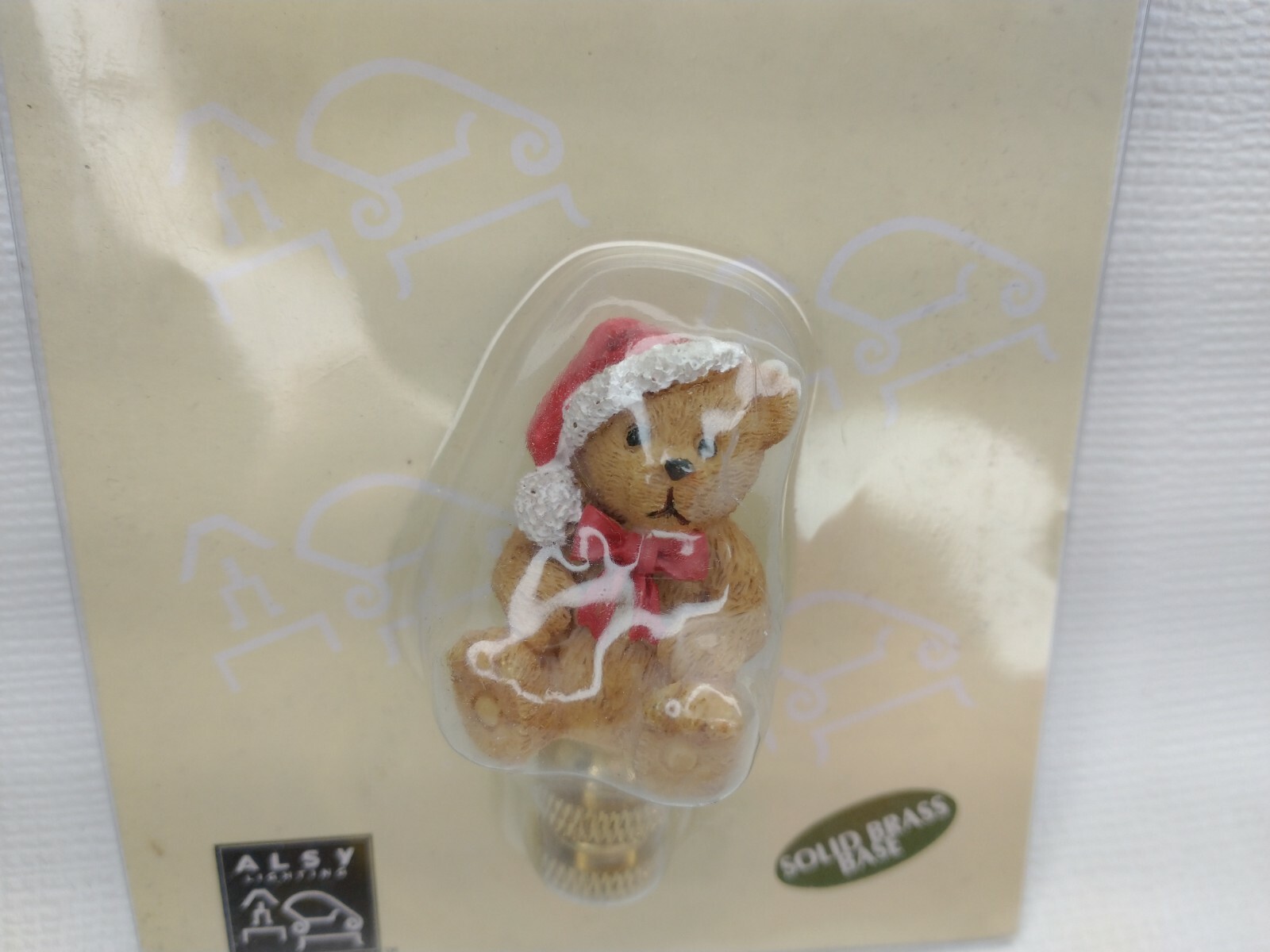 Alsy Lighting Lamp Finial Solid Brass Base Teddy Bear Santa