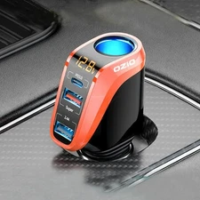 OZIO 12/24V Car Lighter Charger Universal Fast Charging 66W QC3.0 USB PD20W Type
