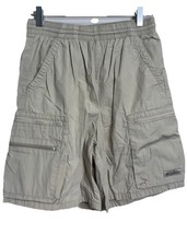 VTG Columbia Shorts Sz S Mens Beige Mesh Lined Hiking Swim Zip Pockets Gorpcore