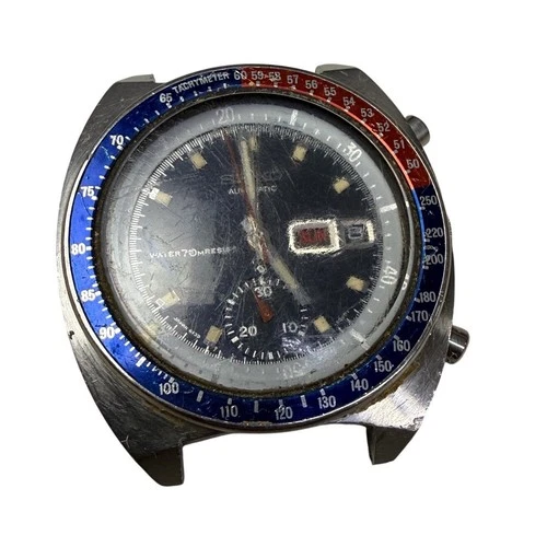 Vintage Seiko 6139-6009 Pogue Chronograph Pepsi Bezel Automatic Watch Head