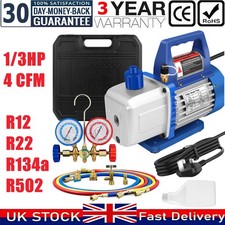 4CFM 1/3HP Air Vacuum Pump W/Oil HVAC + R22 R134A Kit AC Manifold Gauge Tool Set