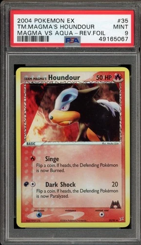 Pokemon Team Magma's Houndour EX Magma Vs Aqua Reverse Holo #35 PSA 9 Mint