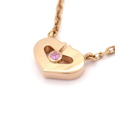 Cartier C Heart - 18K Rose Gold Pink Pink Sapphire O***** Necklace