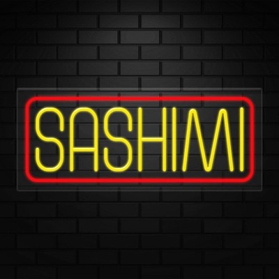 Sashimi Neon Sign for Retail Displays | LED Flex Neon | 30''W x 12''H x 1''D