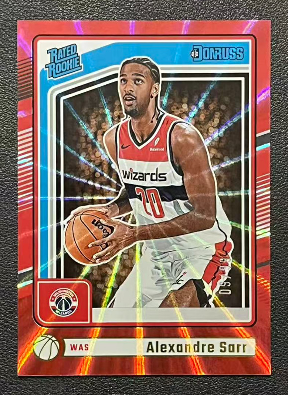 Alexandre Sarr 2024-25 Panini Donruss 09/99 Red Laser Rated Rookies Wizards #215