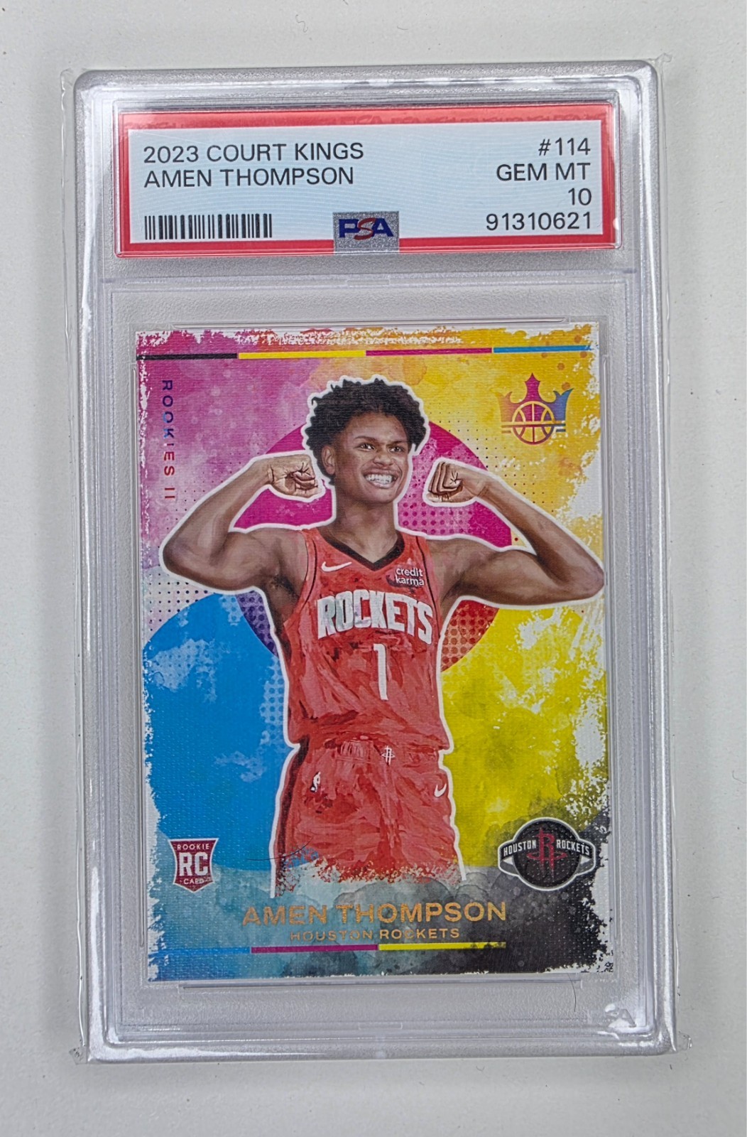 2023-24 Amen Thompson Court Kings RC Level II SP PSA GEM MINT !! 10 #114 Rockets