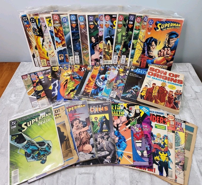 Vintage Comic Book Lot of 40+ Marvel DC Amalgam Superheroes Mix of 90s, 80s, 70s