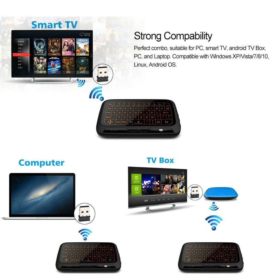 Touchpad Backlit Virtual Keyboard Air Mouse Remote for Android Smart TV Box HDTV - Image 4 of 4