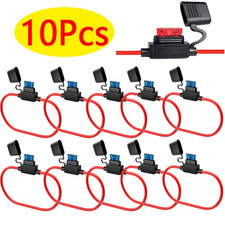 10 Pack 14 Gauge In-line ATC/ATO Fuse Holder 30 AMP Blade Fuse Cover 12V