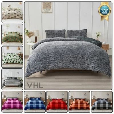 GAVENO CAVAILIA Teddy Reversible Duvet Cover Set � Soft Fleece Bedding, Warm Winter Quilt Cover