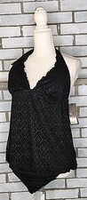NWT Mossimo Women's Two Piece Halter Tankini Swimsuit Size XL Black