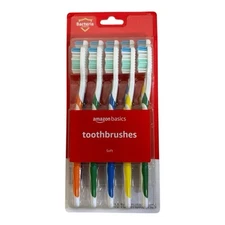 Amazon Basics Bacteria Defense Toothbrushes, Soft - 10 Pack