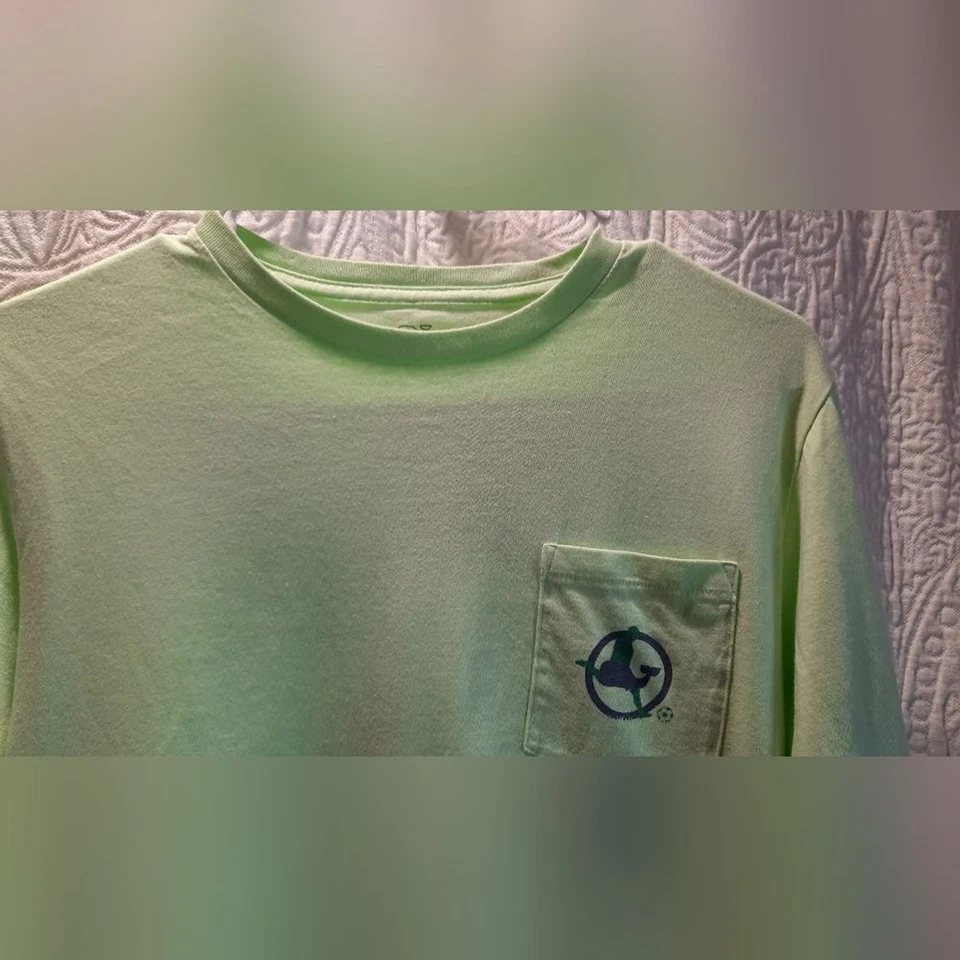Vineyard Vines Shirt Boys Large Green Soccer Casual Sporty Classic Comfort - Image 3 of 4