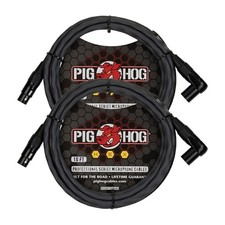 2 Pack Pig Hog PHMH10GRR Hex Series 10 Foot Right Angle Mic Cable Grey