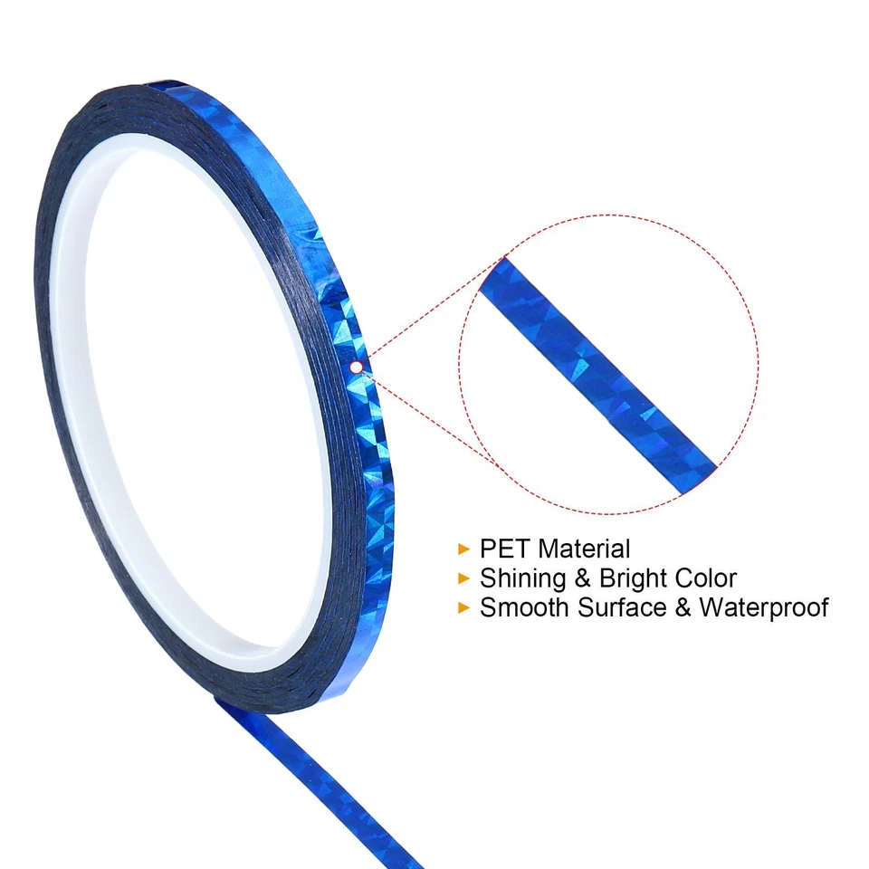Fita prisma 5mmx50m, adesivo holográfico reflexivo decoração envoltório para artesanato, azul - Imagem 3 de 4