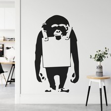 Banksy Monkey With Sign Wall Sticker