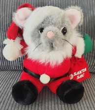 Vintage Santa Mouse Plush with Santa Sac 12" Sitting JC penny
