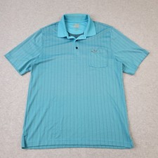 Greg Norman Play Dry Polo Mens Large Performance Aqua Blue Short Sleeve Shirt
