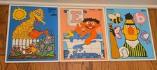 Vtg. Kids Wooden Puzzles Playskool Sesame Street 1973/1979 Set 3 Bert Ernie Bird