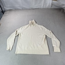 Lands End Cashmere Sweater Youth Large 14-16 White Turtleneck Knit Pullover