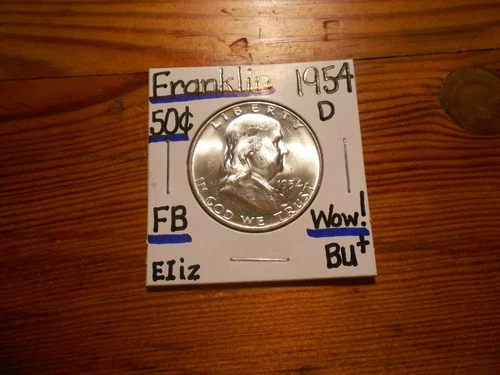 1954D silver Franklin Half Dollar BU+ SPLENDID!!!! FBL!!!! LOOOOOOOOK!!!!!