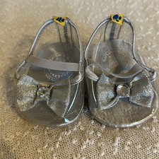 BUILD A BEAR Silver Glittery Mary Jane Heels Doll Shoes