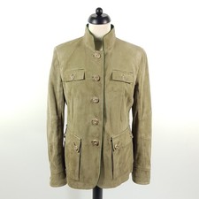 Habsburg Leather Janker Annunziata Womens Sz 42 Gray Green Lambskin Suede Hunting Jacket