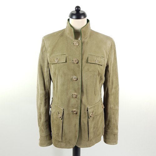 Habsburg Leather Janker Annunziata Womens Sz 42 Gray Green Lambskin Suede Hunting Jacket