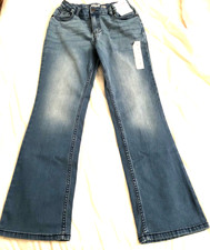 Cat  Jack Girls Jeans Size 14 Light Wash Bootcut Super Stretch Adjustable Waist