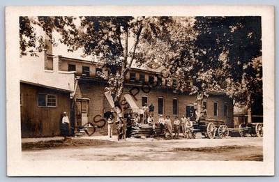 K54/ Greens Fork Indiana RPPC Postcard c1910 Lumber Mill Wagons Office 413