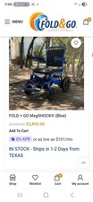 FOLD GO MagSHOCK Electric Power Wheelchair Blue Aluminum Joystick 4-Wheel