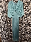 Zara Turquoise Satin Effect Pleated Jumpsuit With Waist Ring Size S 🍌 — photo 1
