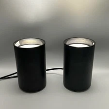 2 Black Metal Canister Spotlights Up lighting For Floor Or Tabletop 7” 