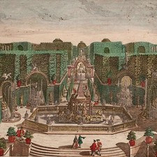 Georg Balthasar Probst Guckkastenbild Lustwasser Irrgarten Kupferstich 18 Jhd