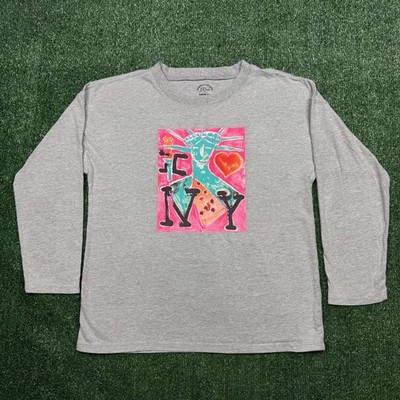 J.CREW x Katherine Bernhardt Long Sleeve T Shirt Women's Size S Gray Graphic NY