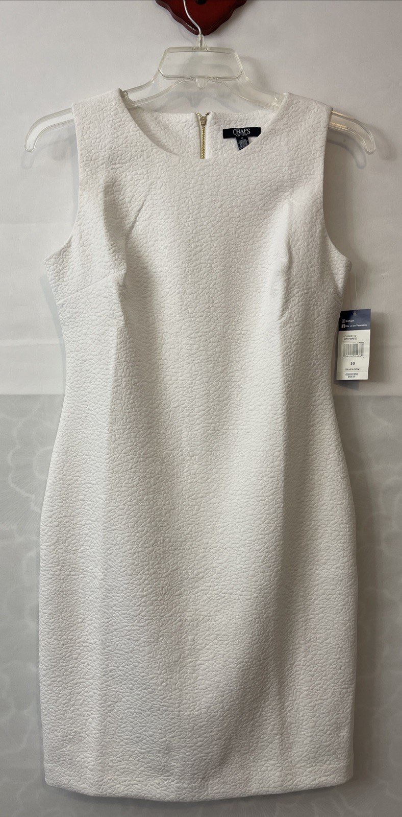 Chaps Womens White Size 10 Knee-Length Sleeveless Formal Lined Dress NWT! A4507