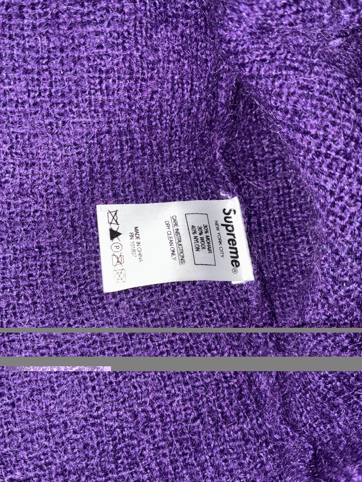 Supreme Brushed Mohair Cardigan - Purple - Size L - Gem