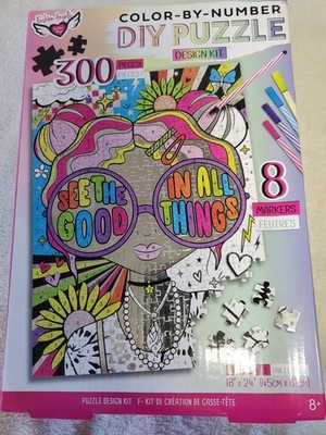 Color By Number DIY 300 piece puzzle- NEW in box with 8 markers