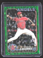 Kelvin Caceres 2024 Topps Green Crackle Foil #680 SN,RC Los Angeles Angels