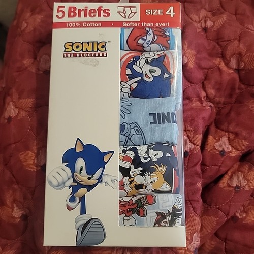 NEW Handcraft 5 Pack Boys Briefs - Sonic The Hedgehog - Size 4 - 100% Cotton