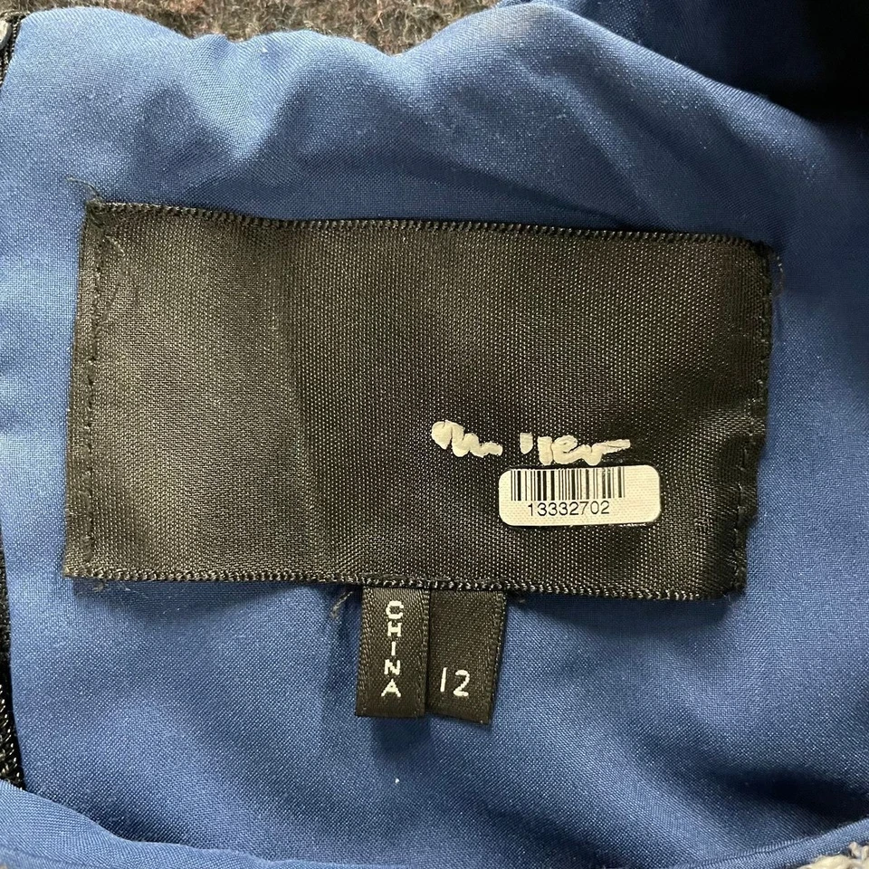 NICOLE MILLER Sequin Tweed Shift Dress Women's Size 12 Blue - Image 4 of 4