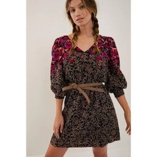 Anthropologie Cyree Floral Tunic Mini Dress Boho Lined Dark $168 Sz 6 NWT B44