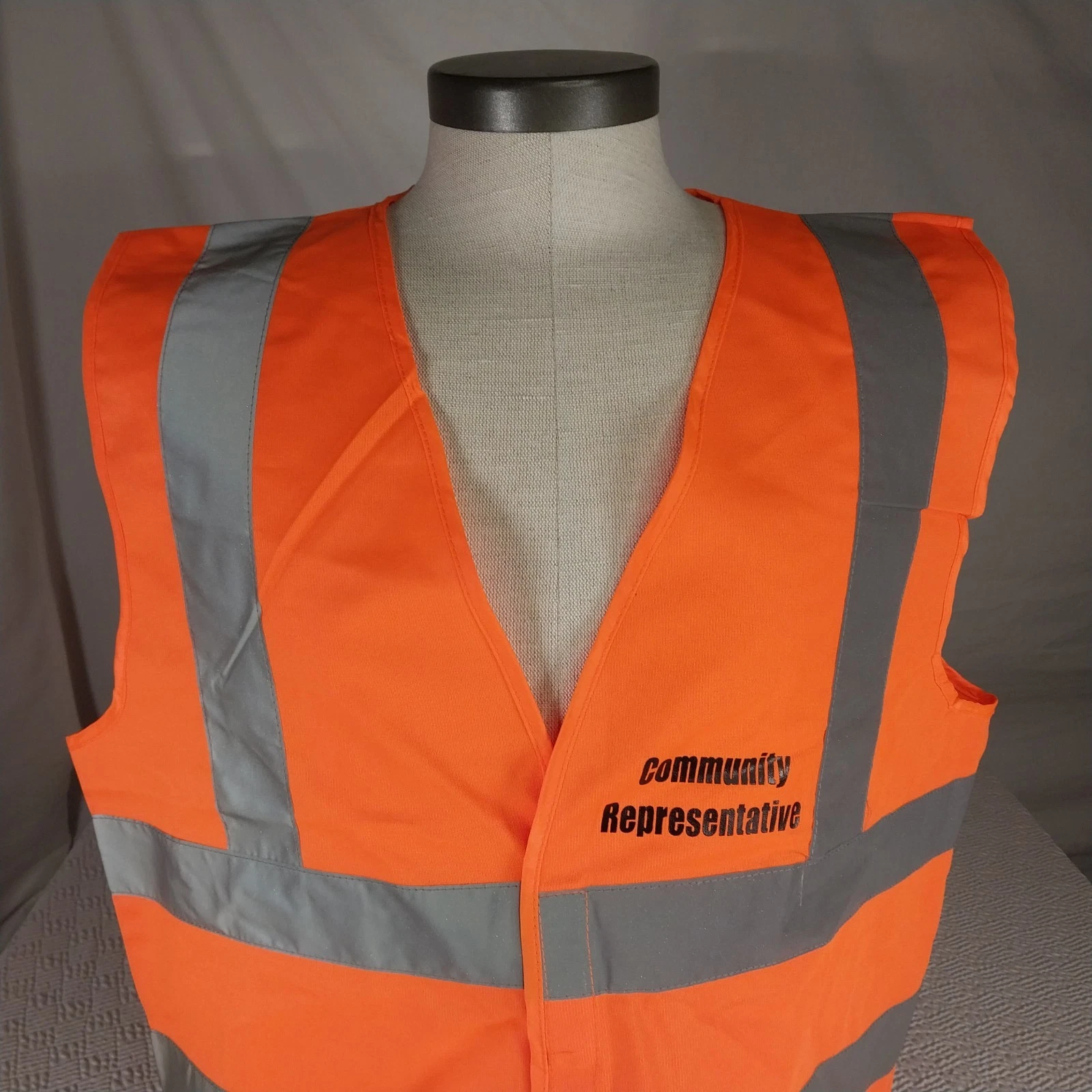 Orange Safety Vest w/ Reflective Strips XL Safety Gear High Visibility Costume image 3