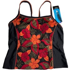 TYR Fitness AURORA High Back Tankini Top - Floral Black - Size 8 - 58 ITALY