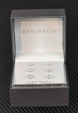 Primrose Cubic Zirconia Sterling Silver Stud Earring Set of 3 Size 6mm, 5mm, 4mm