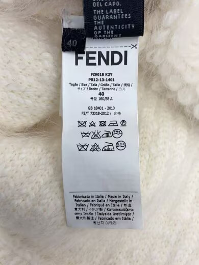 FENDI/Knit sweater (thick)/Size 40/Wool/White/fz9018 k2y thumbnail 5