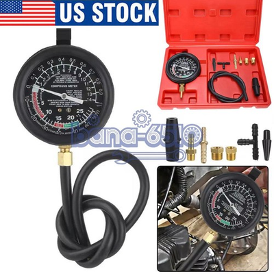 #ad 9PC Set Vacuum Tester Gauge Test Kit Fuel Pump Pressure amp; Vacuum Tester Tool $18.39