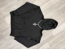 WARREN LOTUS Embroidered Cross Graphic Pullover Hoodie Black Men Size L