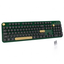 Dual Mode Colorful Wireless Keyboard, Bluetooth and USB Receiver Retro Typewr...